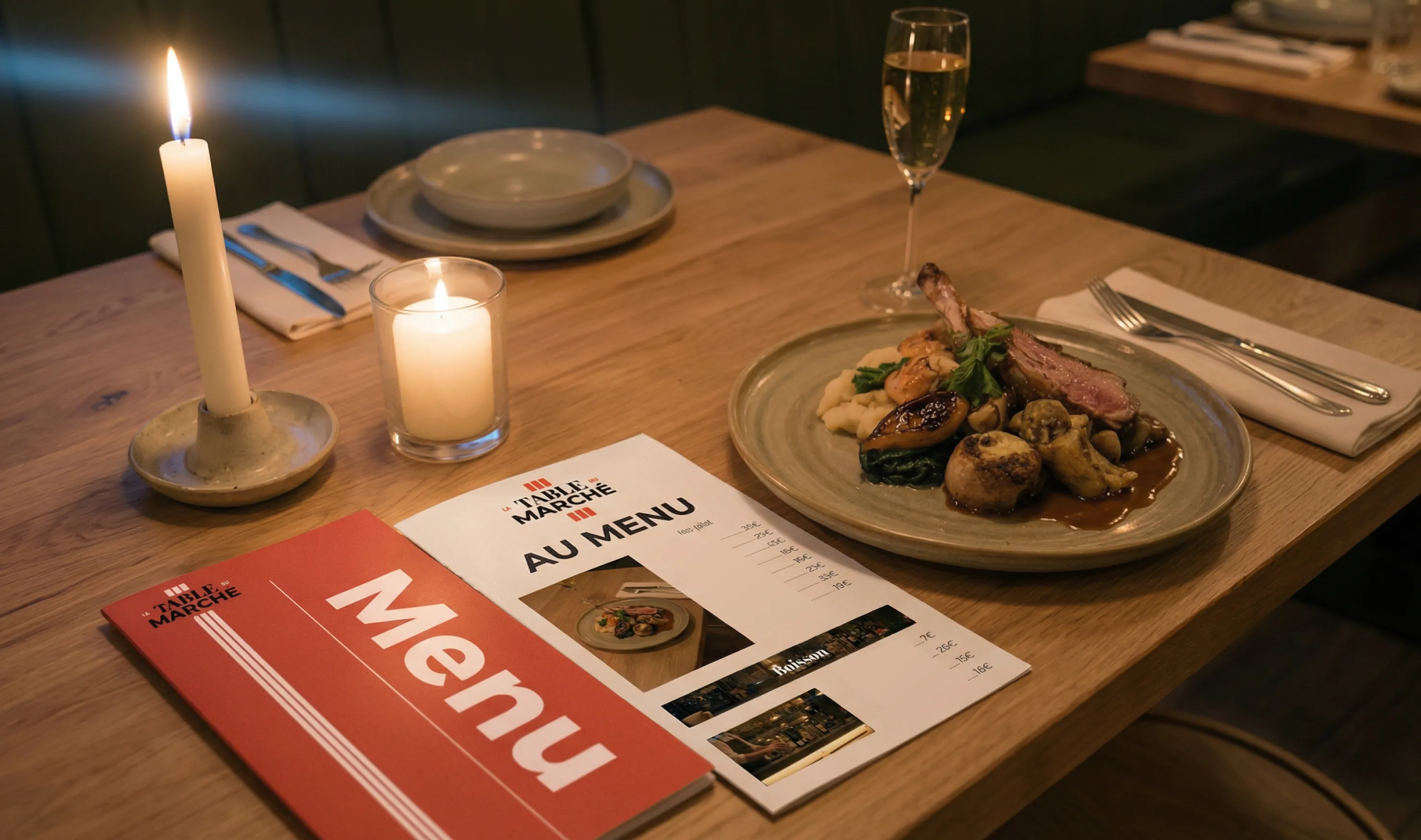La Table du Marché — menu et champagne