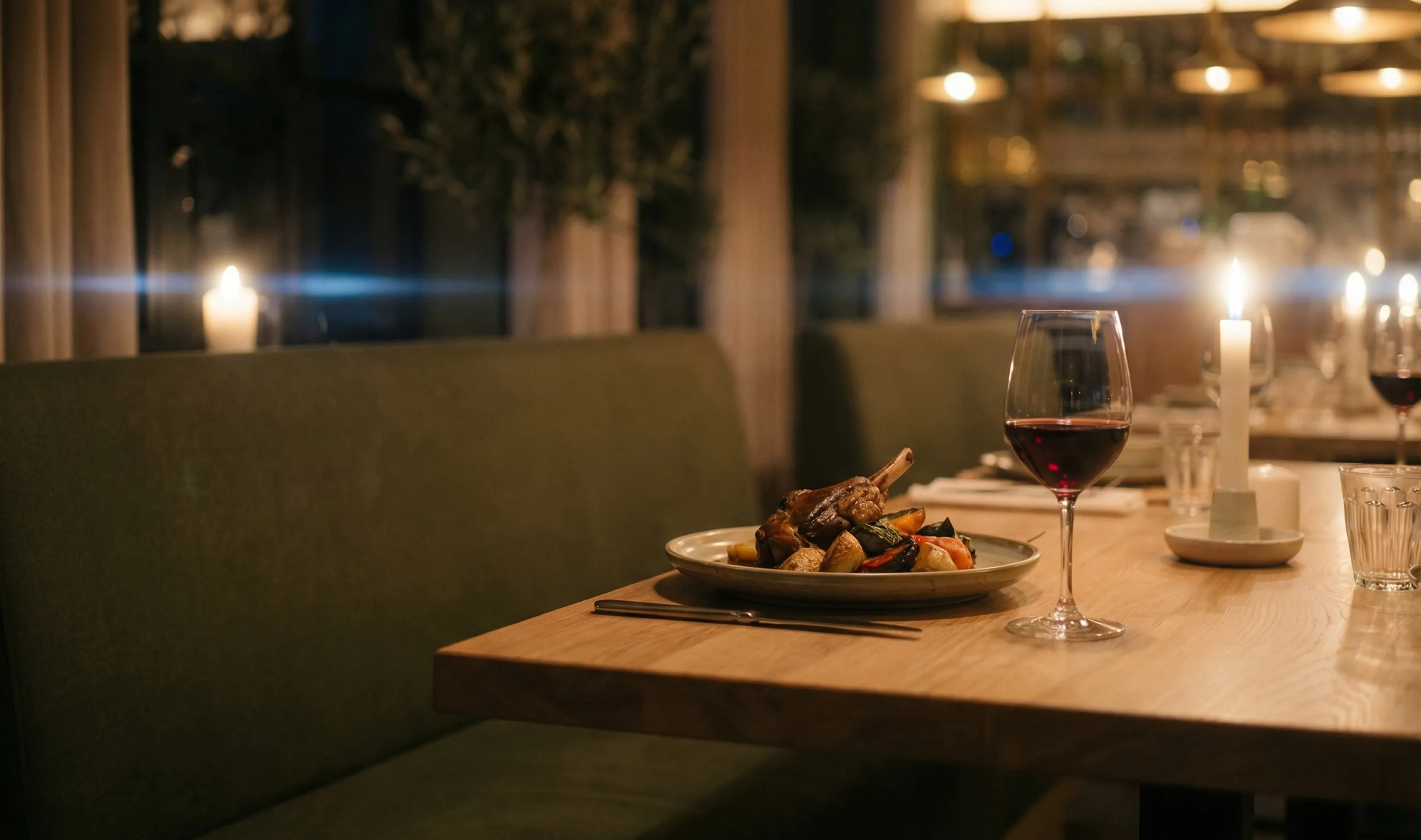 La Table du Marché — entrecôte et vin rouge