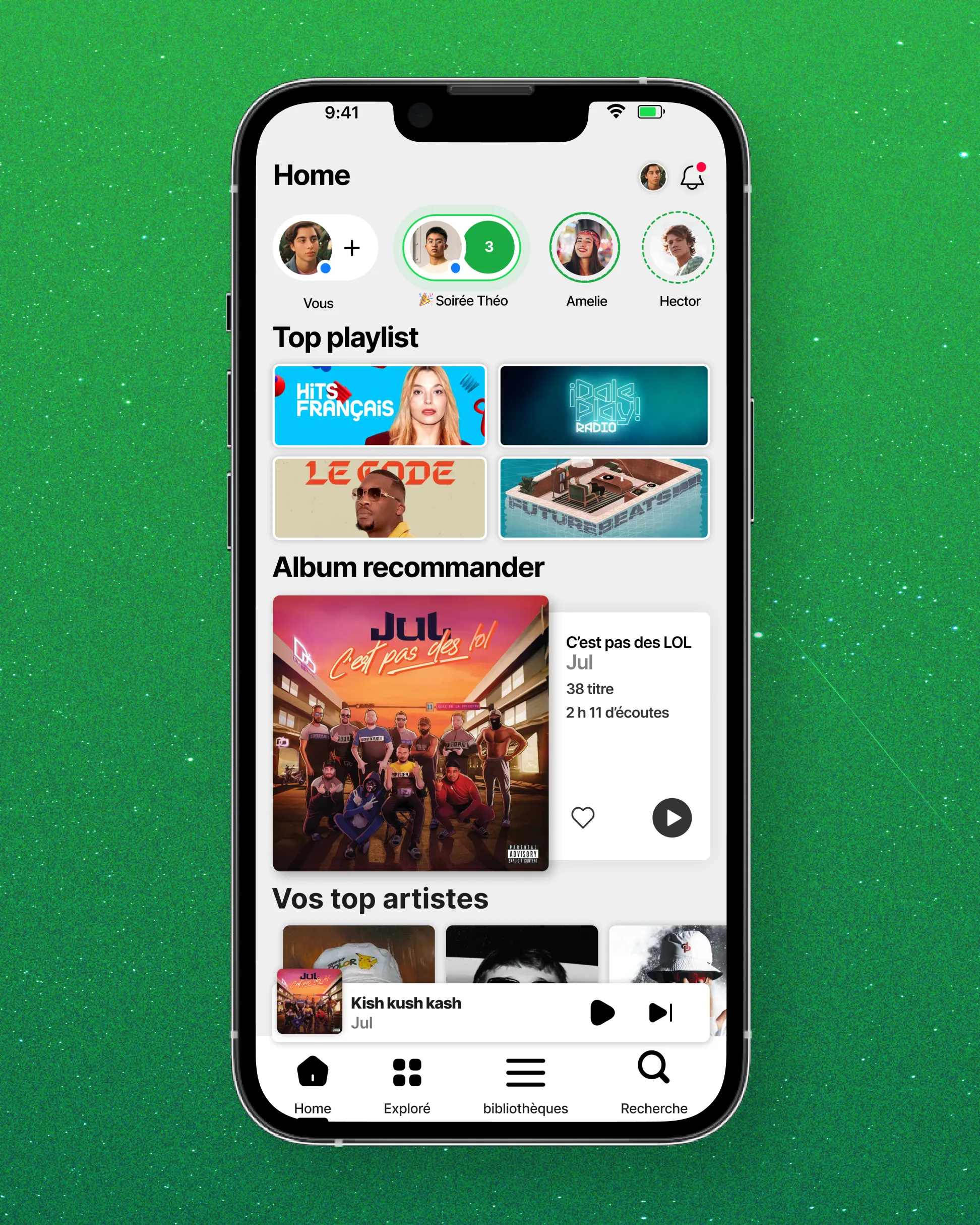 Share Music — écran de l'application mobile